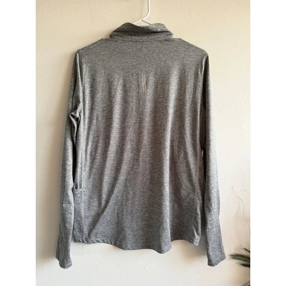 Nike Dri-FIT Mens Medium Gray Heathered 1/4 Zip Running Pullover Thumbholes 328